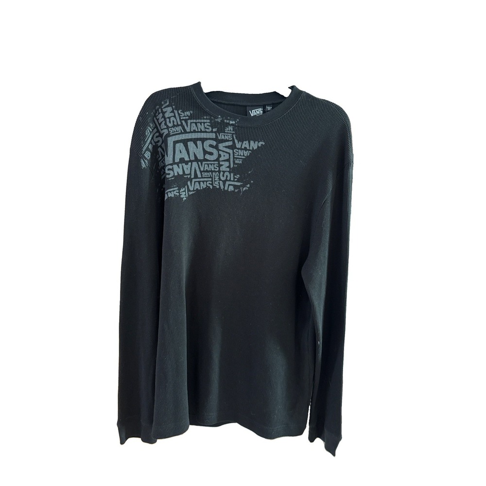 VANS Men's Thermal Shirt Mens Size XL Long Sleeve Black Logo Cotton